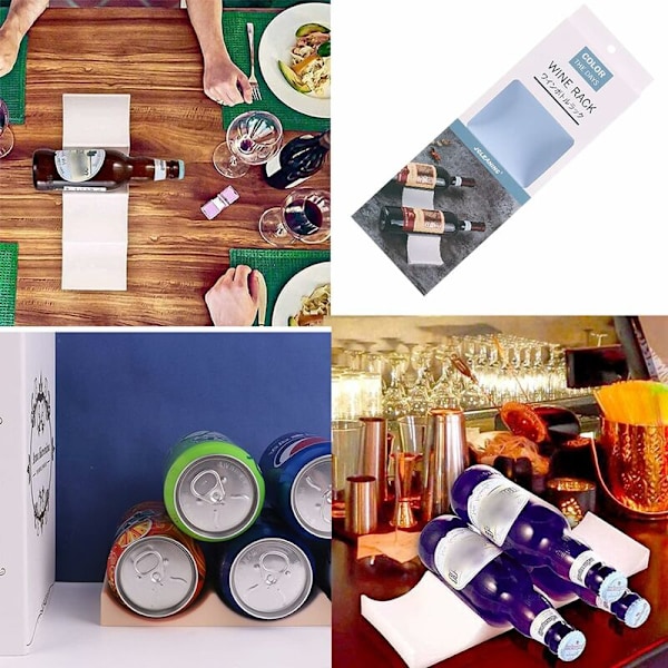 Plastik Vinstativ i Europæisk Stil (3 Dele), Stabelbar Flaskeholder til Køleskab, Ølboksarrangør til Køkkenbordplader, Pantry, Køleskab