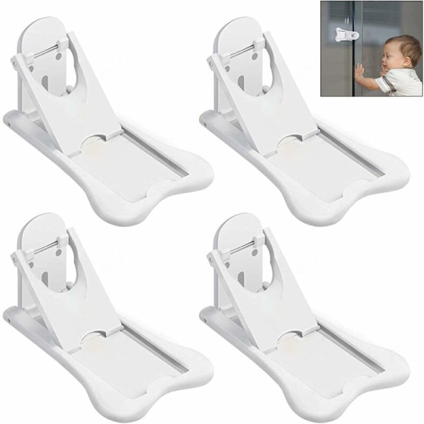 4 Piece Child Safety Cupboard Doors, Baby Sliding Door Lock with Adhesive Pad-