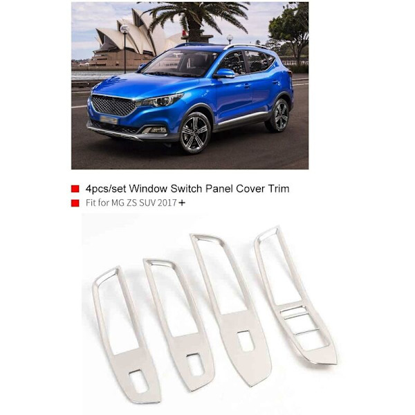 for MG ZS 2017-2021 Bil Vindus Bryter Knapp Deksel Glass Heis Trim Ramme Rustfritt Stål Dekorasjon Tilbehør