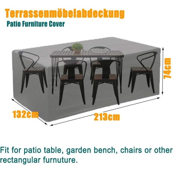 Hagemøbeltrekk, utendørs bordtrekk, anti-UV robust Oxford hagemøbeltrekk 600D Oxford stoffbeskyttende trekk for bord, møbler