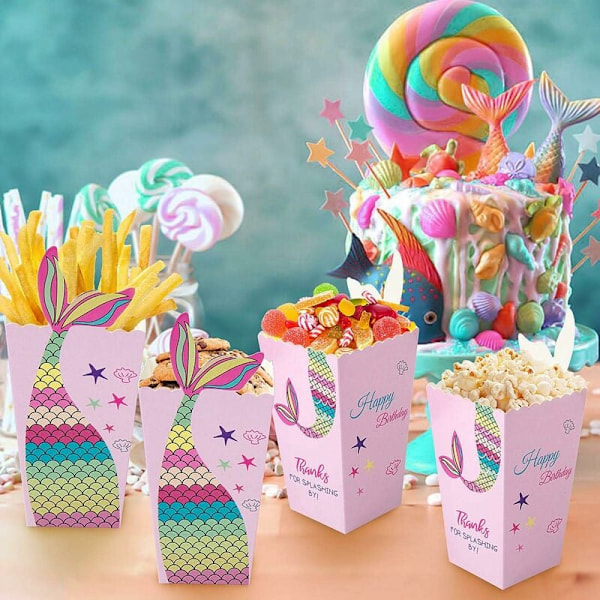 40 stk. Havfrue Popcornposer Popcornæske Papirposer til Fest - Fei Yu