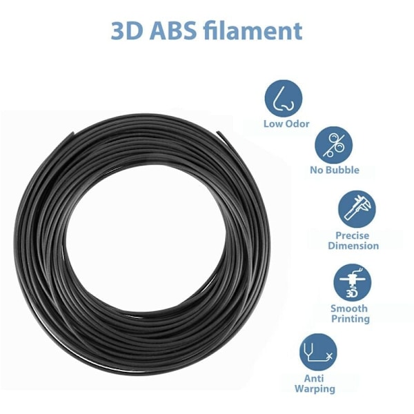 10M ABS 3D 1,75 mm Printer Filament til Scribble 3D-printere - Sort