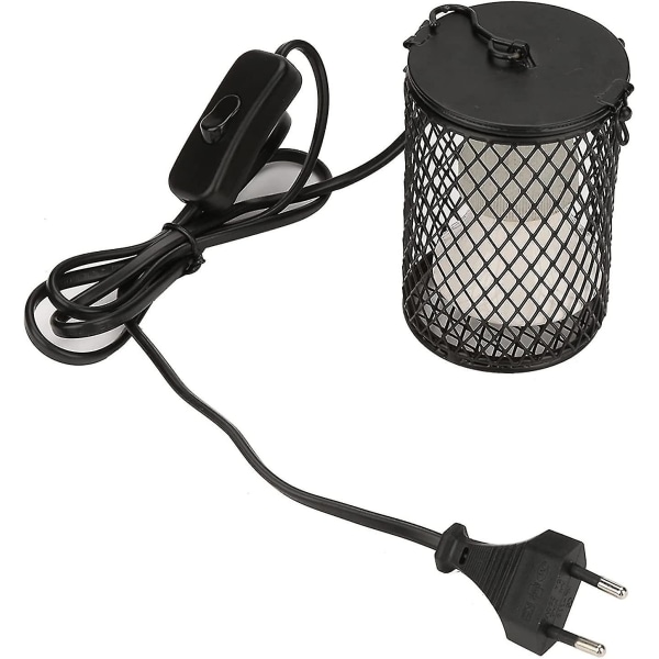 Snabb leverans Chick Heat Lamp, 100w Terrarium Heat Lamp Keramisk Lamp Guard Heat Emitter Värmelampa Med Switch Eu Plug 220-230v (svart)