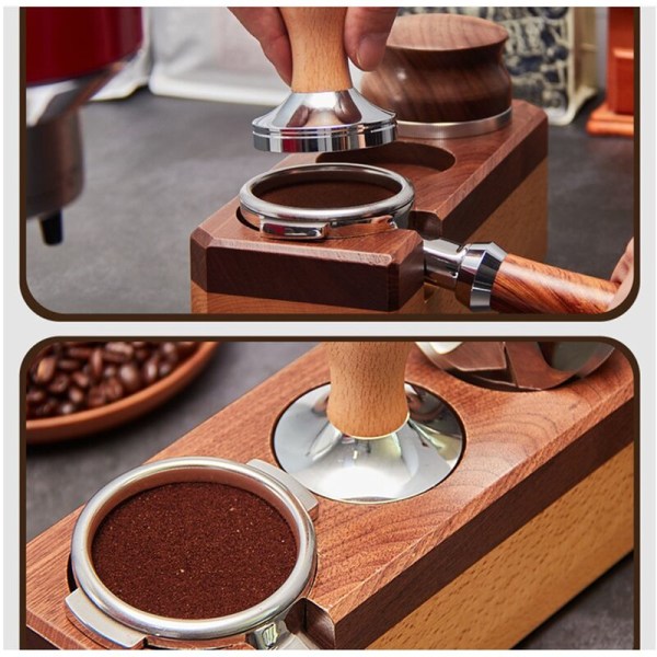 Kaffe Tamper 53MM Bøg Massivt Træ Flad Base Espresso Pulver Hammer Barista Værktøj Kaffe Tilbehør