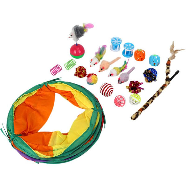 Fällbar kattleksak, interaktiv kattfjäderleksak, fluffiga möss, skrynkliga bollar, för kattungeassortiment
