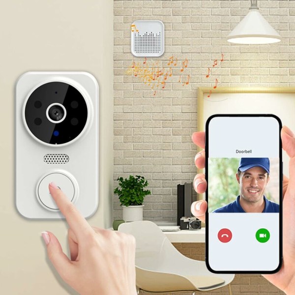 Smart trådløs fjernbetjent videodørklokke Smart visuel dørklokke Hjemmeintercom HD nattesyn WiFi sikkerhedsdørklokke, trådløs dørklokke
