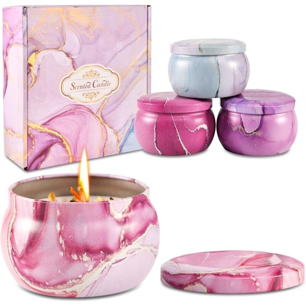 Valentinsdagspresenter till henne Mamma Flickvän Pojkvän, Doftljus för kvinnor, 8oz Sojavax Portabel Tenn Långvarig Doft Ros för hemmet, Ljus