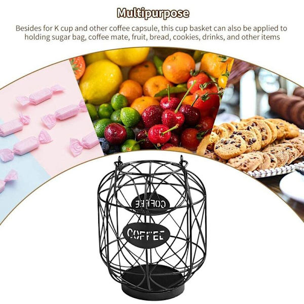 Kaffe Kapsel Oppbevaringskurv Koppholder Krus Kaffe Pod Holder Oppbevaringsarrangør for Benkeplate Kaffe Bar Svart