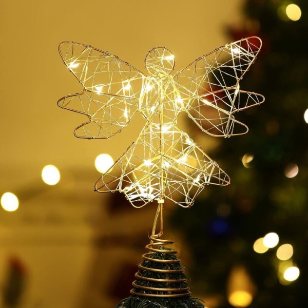 Angel Star juletræsdekoration, LED stjernebelyst julepynt juletræ, LED julelys Batteridrevet belysningsstjerne til N
