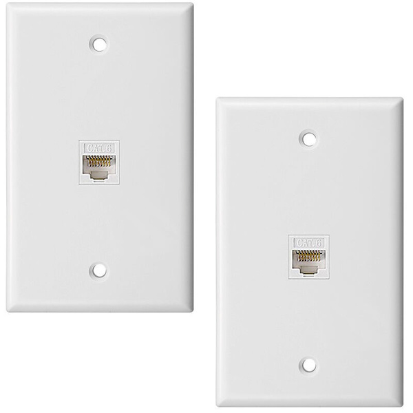 Pakke med 2 1-porters Ethernet-veggplate, veggplate med RJ45-koblingsinnlegg for å