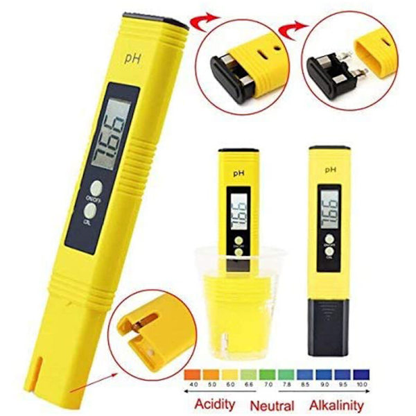 Digital PH-måler Tester PH-måler 0,01 PH Kvalitetstest Digital Tester til Køkken, Akvarium, Swimmingpool, Laboratorium