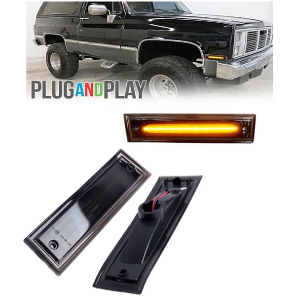 2X LED Dynamisk Sidomarkeringsljus Blinkers för 1981-1991 C10 C20 C30