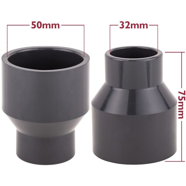Koncentrisk PVC-reducer Schedule 80 Ø32-40x50-63mm