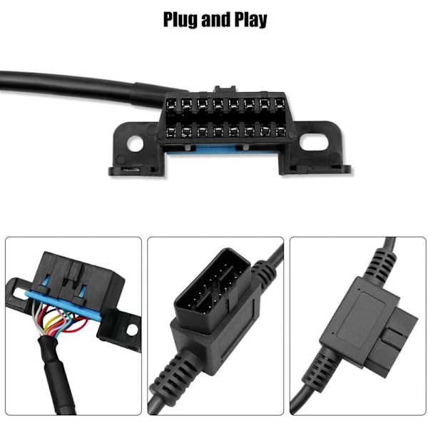 60cm 16-nastainen oikea kulma Y-haaroitin OBD2-jakokaapeli GPS-seurantalaitteelle Auton OBD-muuntoliitäntä