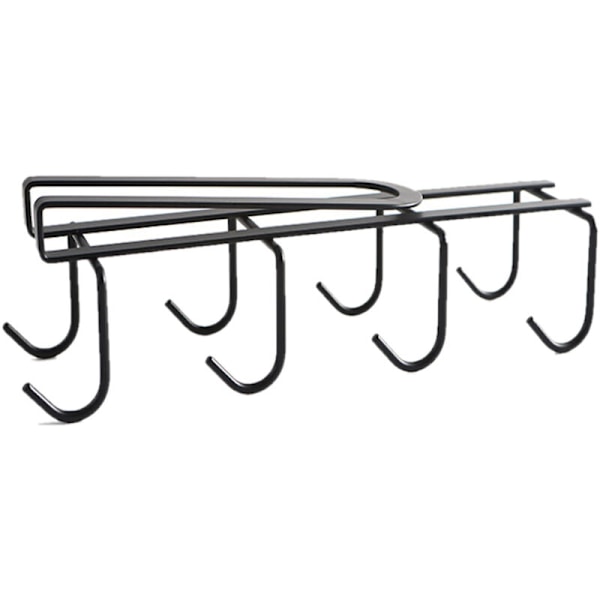 Under Cabinet Cup Hook med 8 kroker Kaffe Koppholder Spikerfri Rack Kjøkken Henge Oppbevaringsstativ (Svart)