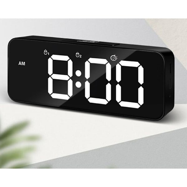 Väckarklocka, Digital Snooze Bordsur, Väckarklocka, Justerbar Tid Digital Klocka för Heminredning, Vit