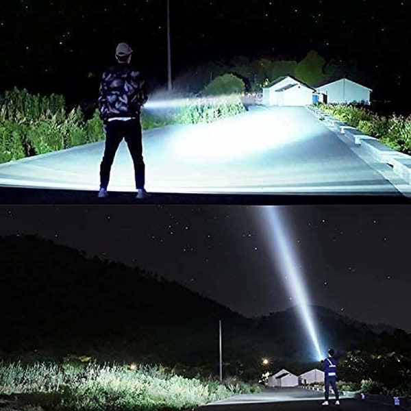 p70 ficklampa, 30000-100000 lumen hög effekt LED ultra ljus vattentät ficklampa, Mest kraftfulla XLM-P70 50W ficklampa med 3 lägen (Singel bat