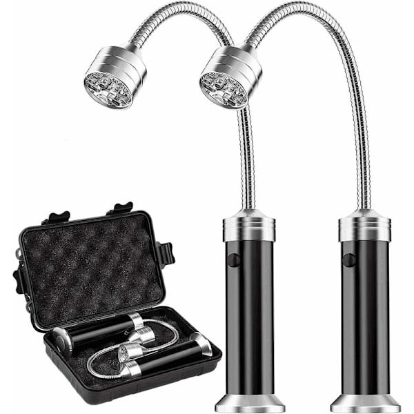 Sæt med 2 LED-grilllamper til grill med magnetisk fod, 360 graders rotation, fleksibel justerbar til grill, camping, fest, udendørs
