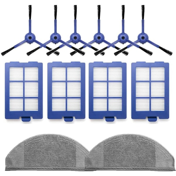 4 filtre + 6 sidebørster + moppeklut reservedeler for RoboVac X8 Hybrid robotstøvsuger
