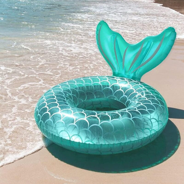 Oppustelig Bademadras, Holdbar Rund Oppustelig med Håndtag Pneumatisk Luftmadras Oppustelig Pool Raft Flydende Swimmingpool Ring Voksen Størrelse (Søblå