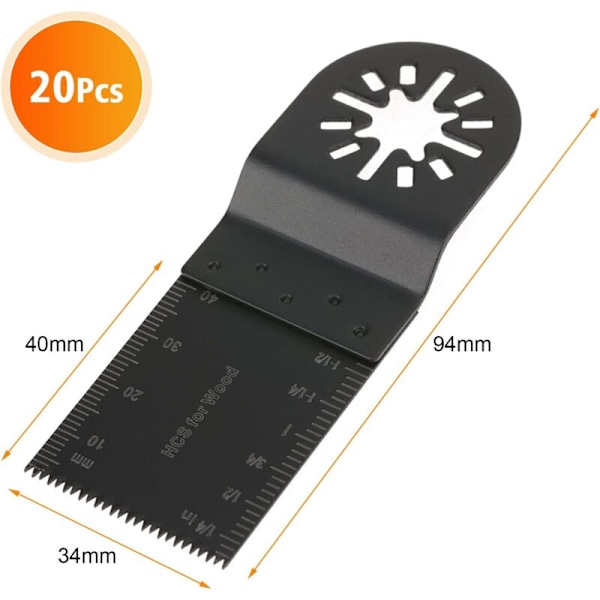 20 stk. 34 mm Universelle Oscillerende Savklinger, Multifunktionelle Oscillerende Savklinger Sæt, til Reparationsklipning
