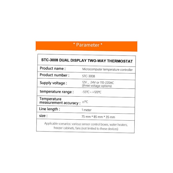 Dobbel digital display termostat temperaturregulator med dobbel NTC probe reléutgang, DC 24V - DC 24V