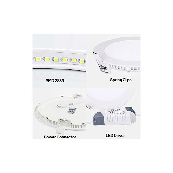 RPA15CW, Pakke med 2 stk. takdownlights LED 15W, ultra tynn rund diameter 190mm, kald hvit 6500K, takpanellampe, inkluderer transformatorer H