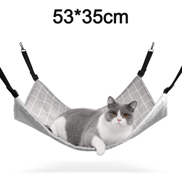Katthammock, Andningsbar Burhammock med Justerbara Remmar och Metallkrokar, Dubbelsidig Hängande Hammockbädd för Katt, Iller, Valp, Andra Smådjur