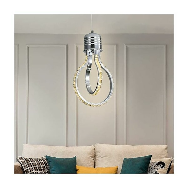Moderne Lysekrone, 20W 3000K LED Krystall Taklampe, Aluminium Hengelampe Armatur for Soverom Kjøkken Spisestue Bar Diskbord Korridor Utstilling