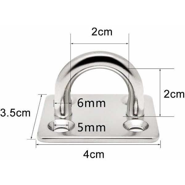 DENUOTOP 4 st 6mm 304 Rostfritt Stål Sneda Platta Skyddande Öga, Marin Häftning Hårdvara Haken Slinga-DENUOTOP