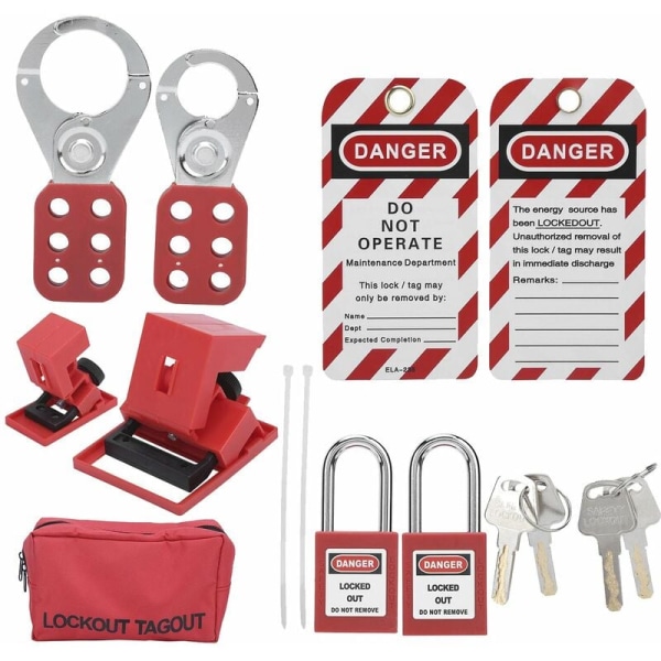 9 PCS Lockout Tagout Lås Taggar Set - Lockout Lås Nyckel Olika Säkerhetshänglås Lockout Station Lock Out Tag Out Kit