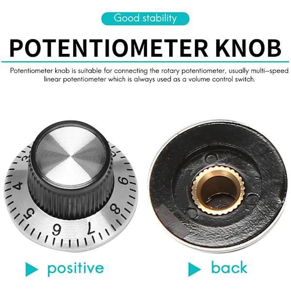 4 x Potentiometer Pot Metallkruka med bricka 0-9 för 6 mm axelknapp