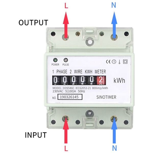 AC 220V 100A Johdin Yksivaiheinen Sähköenergian Mittari KWh Mittari Kulutus Wattmittari Analog Sähkö (A)