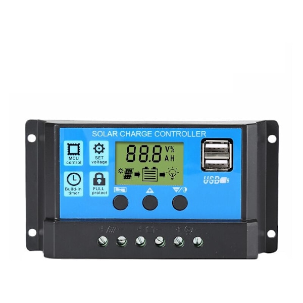 30A 12V/24V Intelligent Batteri Solcellepanel Laderegulator med 5V Dual USB Port LCD Display (30A)