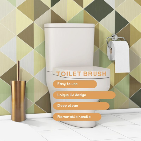 Toiletbørste med langt skaft eller toiletbørste til badeværelse - Toiletbørste sæt - Tilbehør til rengøring af badeværelse