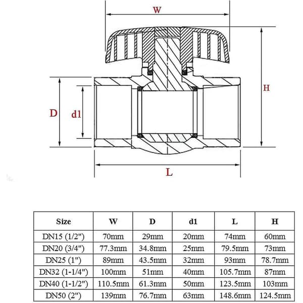 40mm PVC-kuleventil - Limkuleventil - Kulebassengkuleventil (Inner Diameter 40mm)