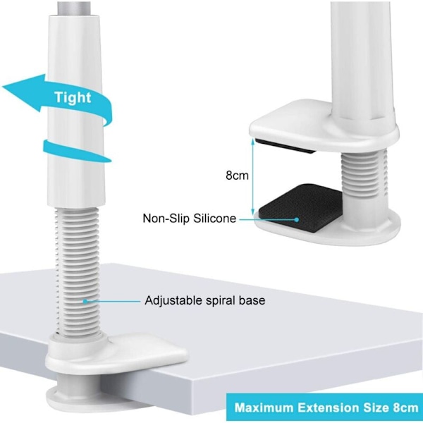 Svanhals Tabletthållare, Justerbar Tabletthållare 360° Rotation Lång Arm Flexibel Mobiltelefonhållare Tabletthållare för Ipad Mini, Iphone, S