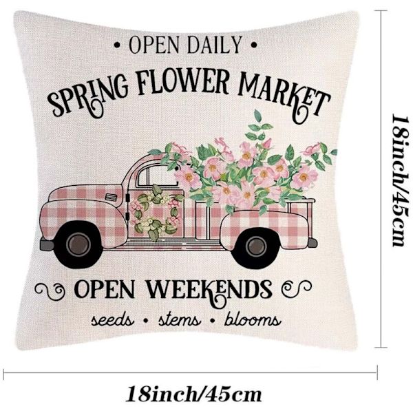 18 x 18 Kuddfodral Set om 4 Gårdshus Blommor Dekorationer Kuddfodral Dekor