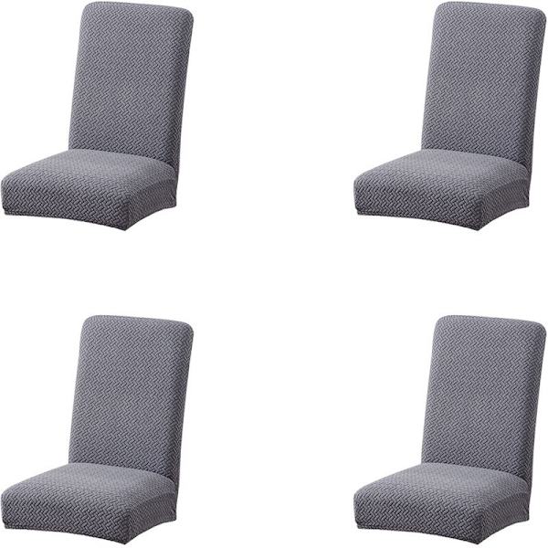 4-pack stolskydd i twill, stretchigt sätesöverdrag för köksstolar, mörkgrå
