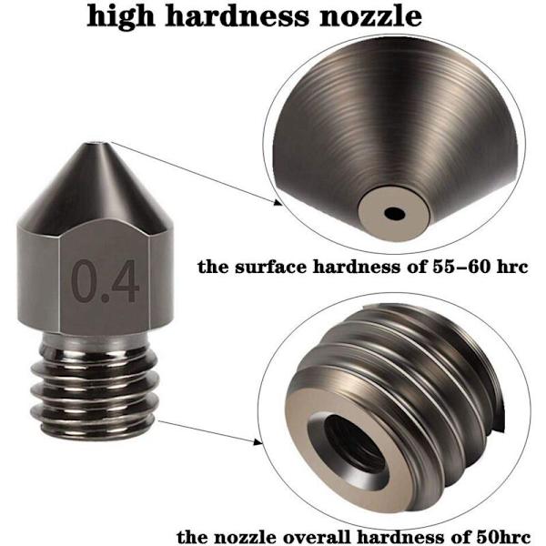 MK8 Munstycke 3D-skrivar Extruder Munstycken Härdat Stål, Slitstarkt Mässing för -10