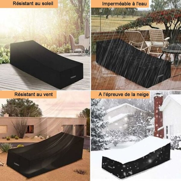 Skyddande överdrag, Vattentätt, Vindtätt, UV-skyddande, 210D Oxfordtyg Solstolsskydd, Deckstol (210x75x40/80cm) – Svart, Deckstolsöverdrag