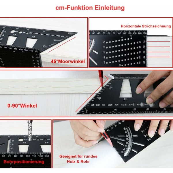 3D Carpenter Square, vinkellineal aluminiumslegering 45 90 graders geringstræbearbejdning Målelinealbjælker Rør tredimensionelle til dekorative, tilfældige