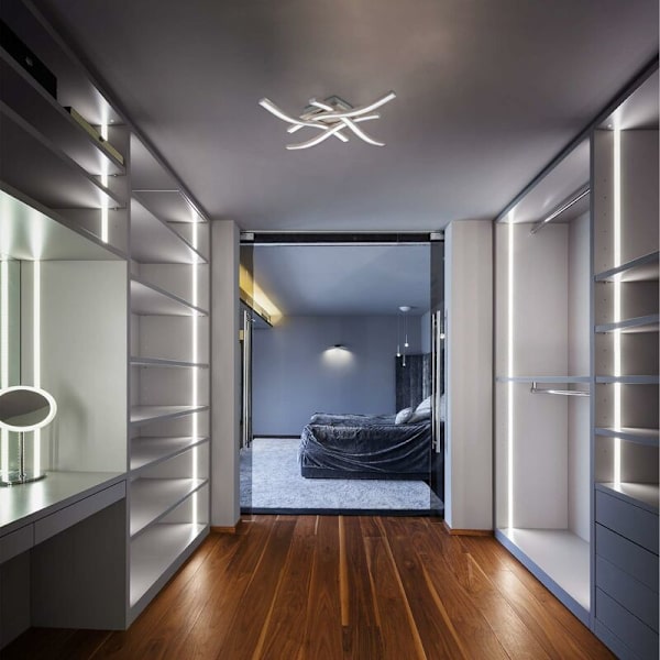 Moderne LED-taklampe i bølgeform, integrerte 24W LED-moduler, 2000Lm, nøytral hvit lys 4000K, aluminium finish