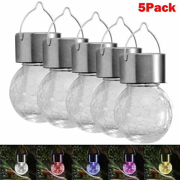 LED Hængende Lampe Solcellehavelampe Hængende Lampe Dekorativ Glas + Rustfrit Stål Pære (RGB)