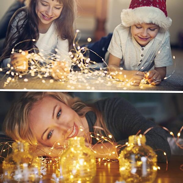 10 Pak 2M 20LED Batteridrevne Fe-lys, Vandtætte Kobber LED Lysstreng til Julepynt Soveværelse Bryllup Fest Hjem Have (10 Ekstra Batterier)
