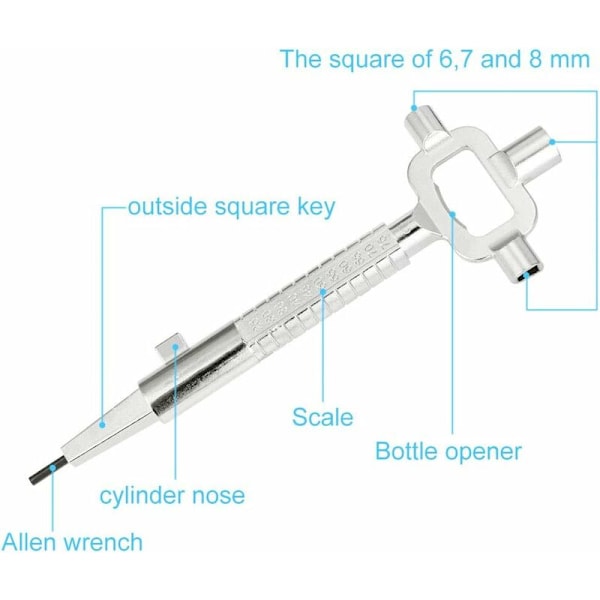 6 i 1 Allen-nøgle med 6/7/8 mm gradering - Universal allround-nøgle i zinklegering