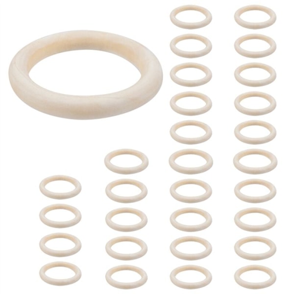 30 st 70 mm träringar, träring träcirklar för DIY-hantverk, makraméväxthängare, prydnader och tillverkning