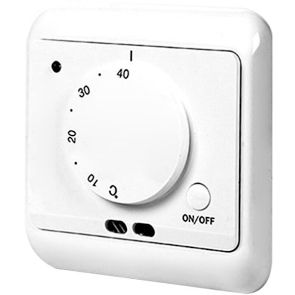Icke-programmerbar mekanisk manuell termostat 230V rumstemperaturregulator golvvärme termostater med frostskyddsfunktion 5-40°C, vit