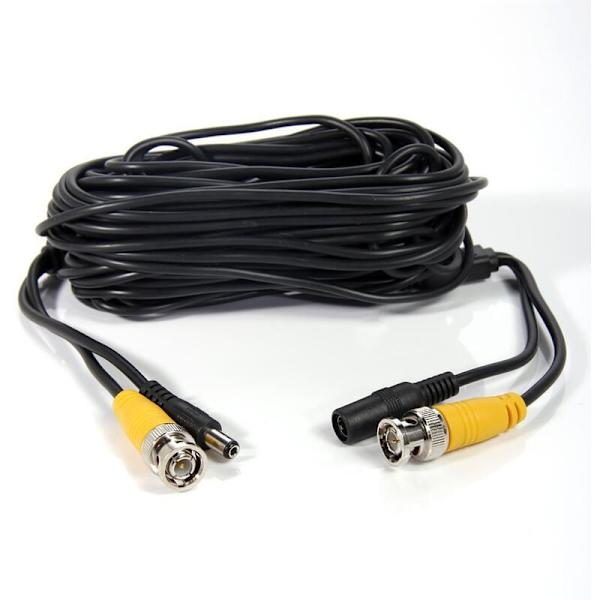 50 ft BNC-videokabel og RCA-forlængerkabel til CCTV DVR-sikkerhedskamera, sort