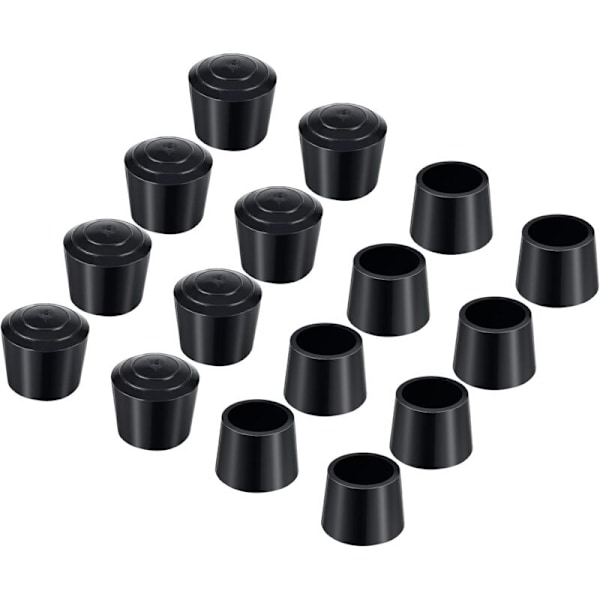 16-pack Stolskydd, Gummikapslar för Stolsben, Stolsbenskydd, Inre Diameter - 7/8 tum / 22 mm, Svart